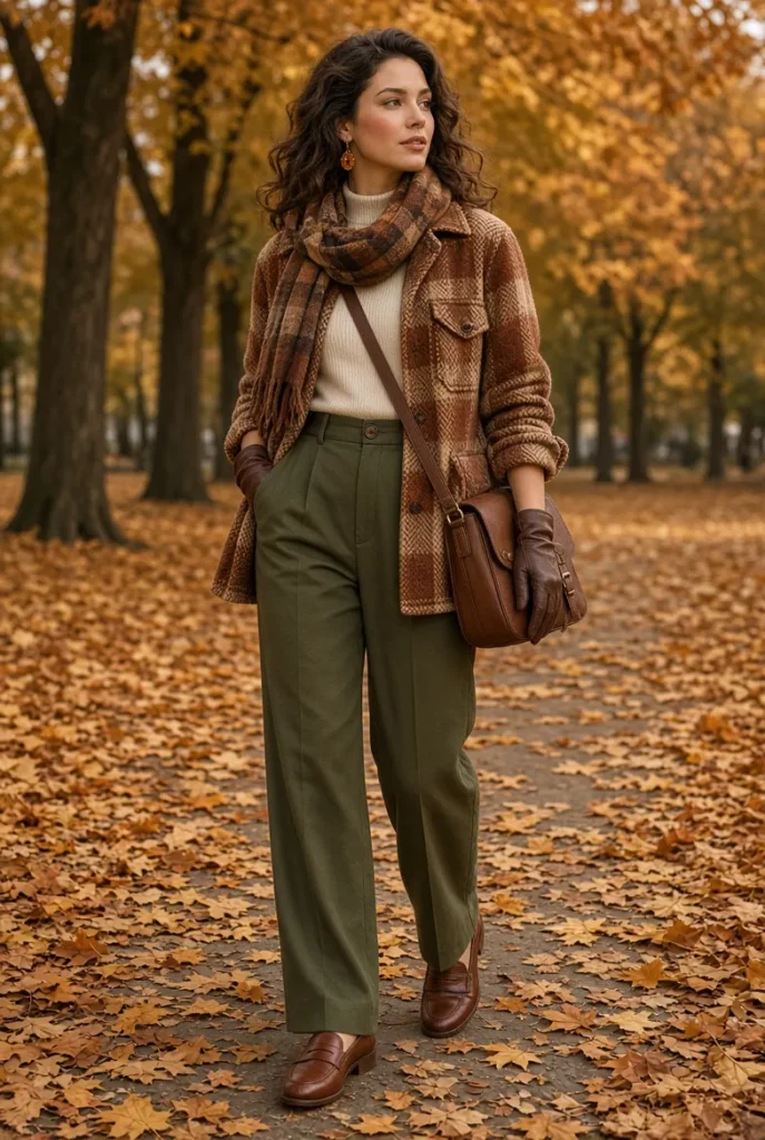 Maple Herringbone Overshirt with Olive Sailor Trousers