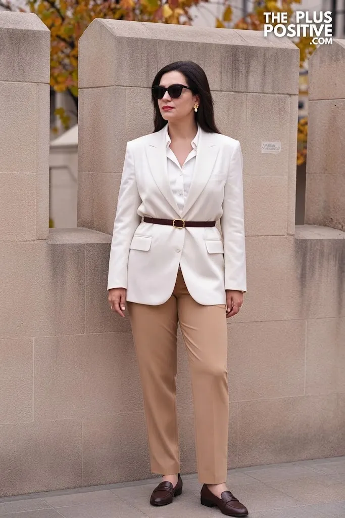 Merlot Velvet Blazer with Camel Straight-Leg Trousers