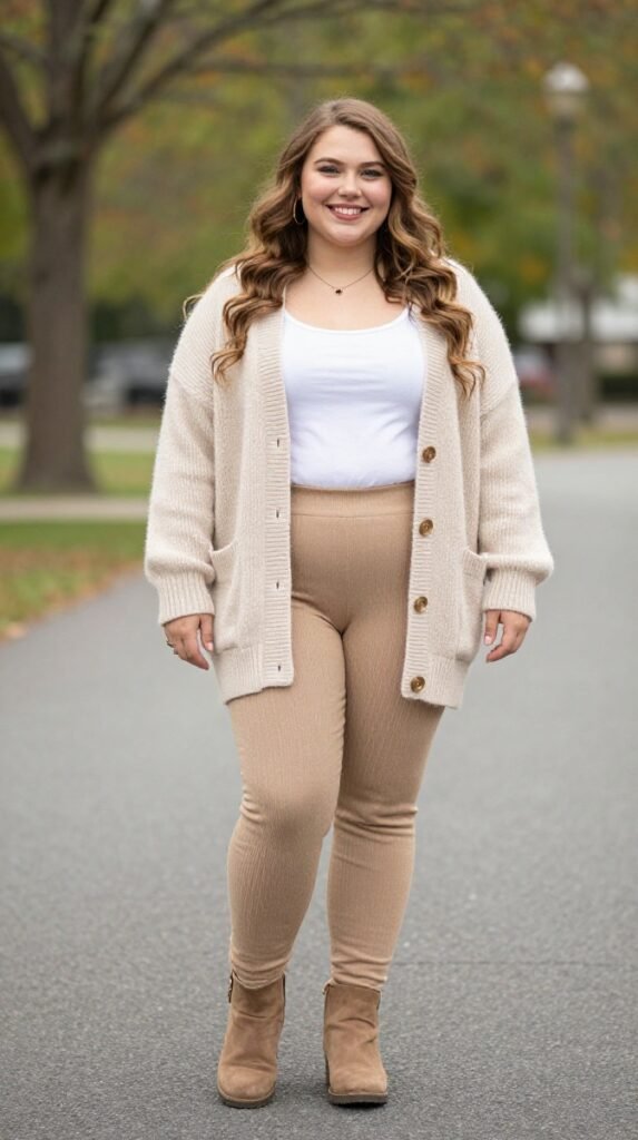 Plus Size Cute Cardigan Set Autumn Outfit