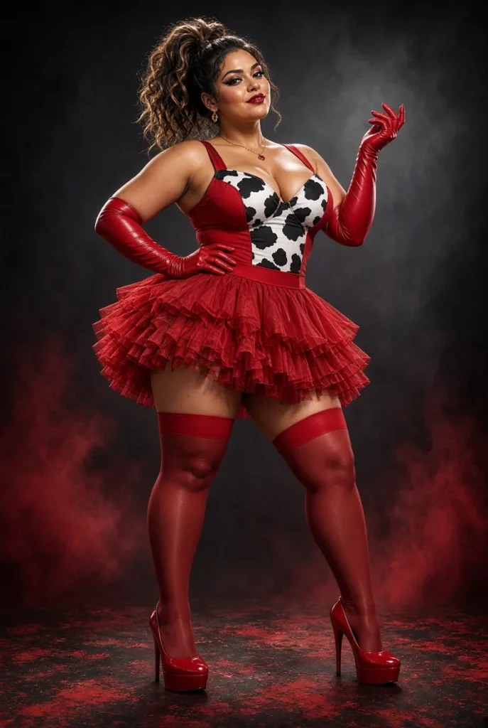 Plus Size Halloween Costume Red Colorblock Tulle Mini Dress