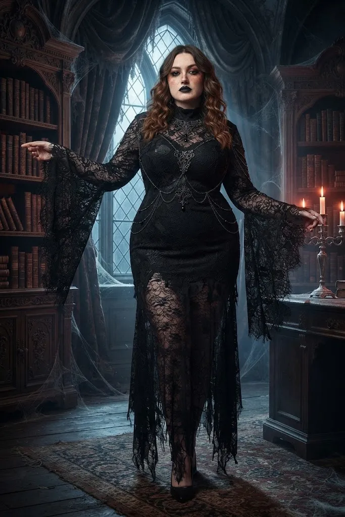 Plus Size Gothic Vampire Bell Sleeve Halloween Costume