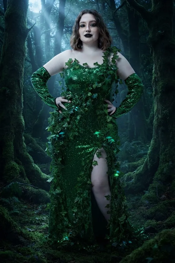 Plus Size Poison Ivy Sequined Halloween Costume