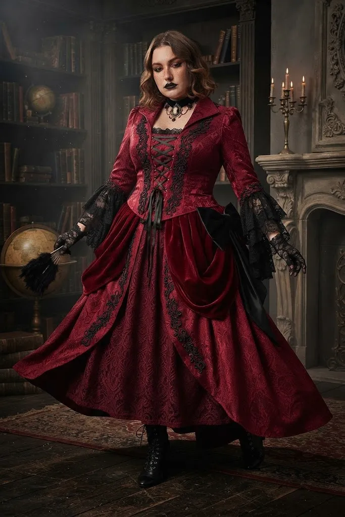 Plus Size Red Victorian Gothic Halloween Costume