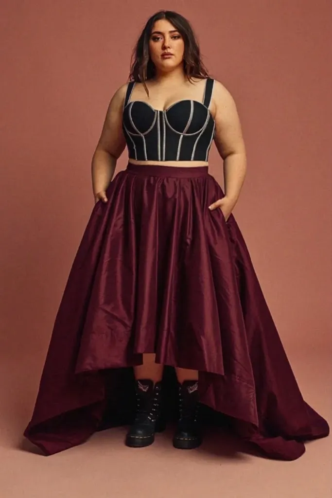 Plus Size Two-Piece Separates Black Wedding Ensemble
