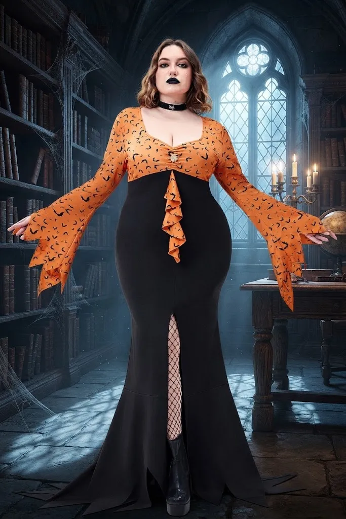 Plus Size Witch Mermaid Tail Gown Halloween Costume