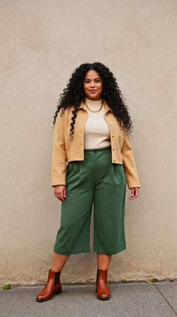 Soft Marigold Bouclé Jacket with Juniper Pleated Trousers